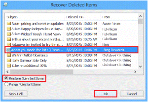 Restore deleted items in Outlook