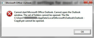 Outlook cannot start